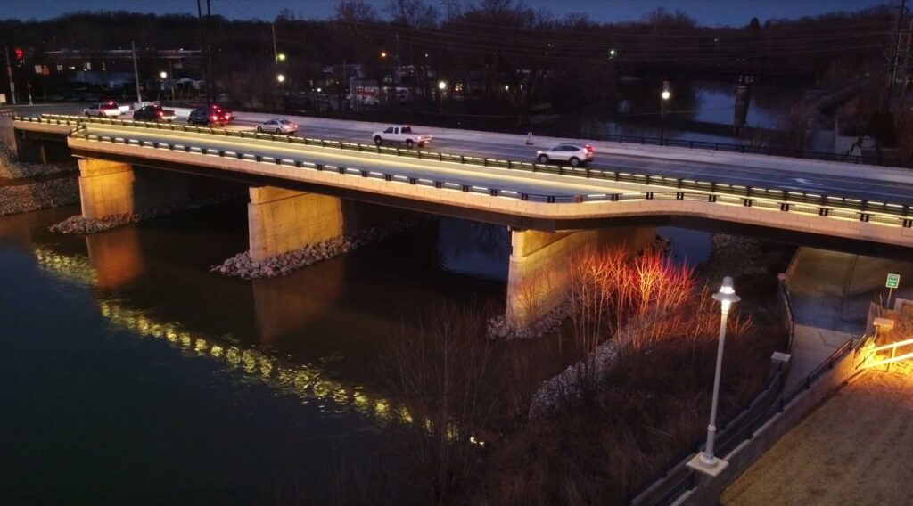 Logan st bridge at night