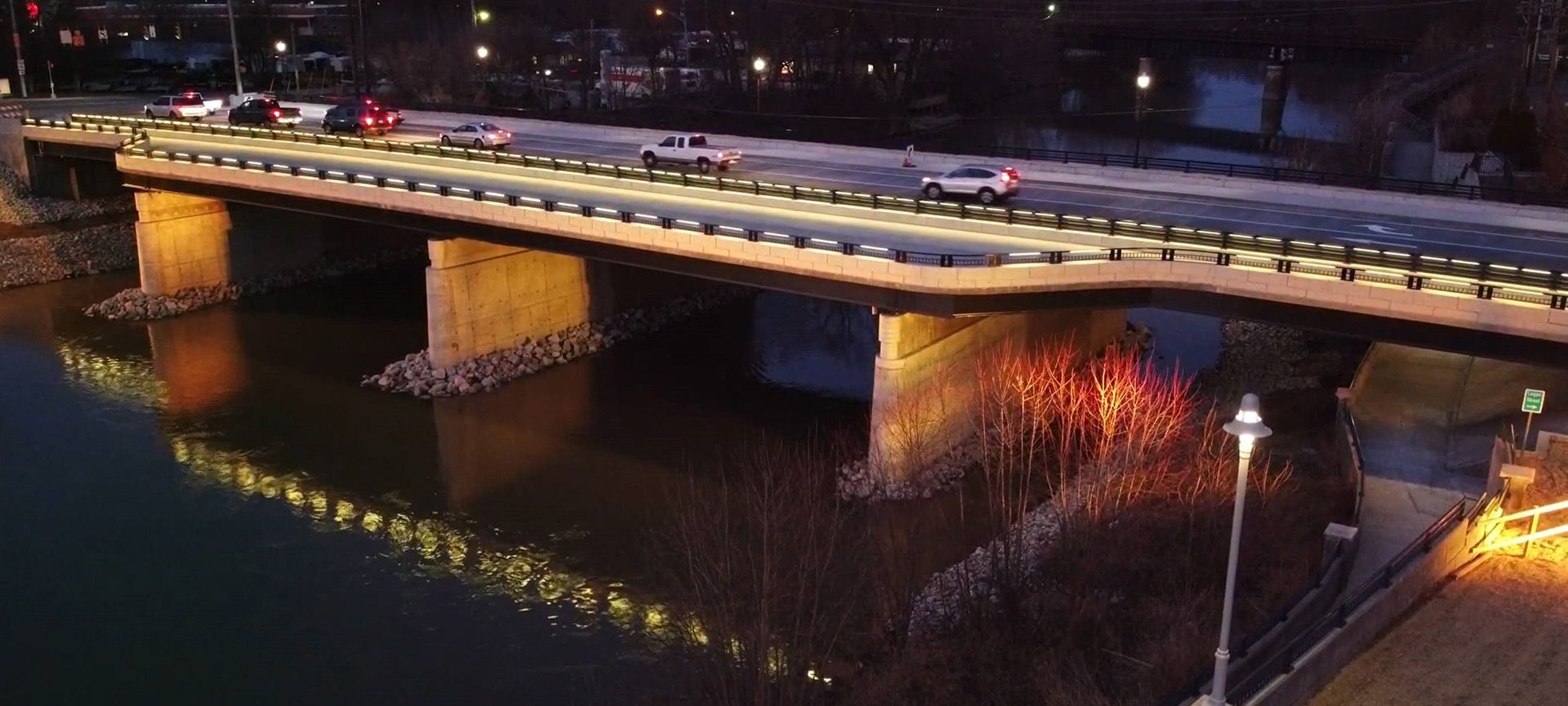Logan st bridge at night